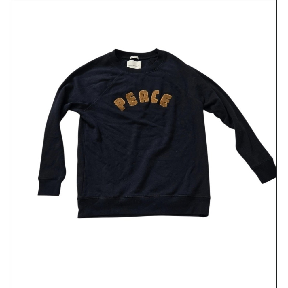 American Eagle PEACE Sweatshirt XS Navy Blue Raglan Fleece‎ "Jegging Fit" NWT